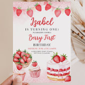 いちごのケーキの誕生日 招待状