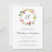 いちごのサマー フラワー リース 18歳の誕生日 招待状 (正面)