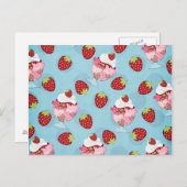 いちごのサンデー ポストカード (正面/裏面)