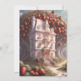 いちごのショートケーキの家とパーティー 招待状