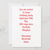 いちごのショートケーキの家とパーティー 招待状 (裏面)