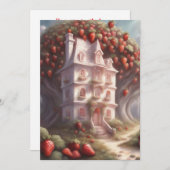 いちごのショートケーキの家とパーティー 招待状 (正面/裏面)