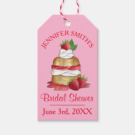 いちごのショートケーキ ブライダルシャワー バースデー ギフトタグ (正面)