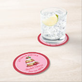 いちごのショートケーキ ブライダルシャワー バースデー ラウンドペーパーコースター (インサイチュ)