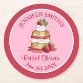 いちごのショートケーキ ブライダルシャワー バースデー ラウンドペーパーコースター (正面)