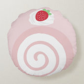 いちごのスイスロールのケーキの枕 ラウンドクッション (裏面)