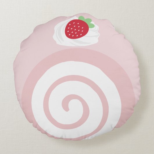 いちごのスイスロールのケーキの枕 ラウンドクッション (裏面)