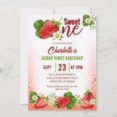 いちごのスウィートワン ファーストバースデー招待状 招待状 (正面)