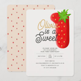 いちごのスウィートワン ファーストバースデー 招待状