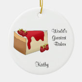 いちごのチーズケーキのクリスマスのオーナメント セラミックオーナメント (正面)