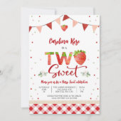 いちごのツー・スウィートな誕生日招待状 招待状 (正面)