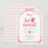 いちごのツー・スウィート・ガール 2歳の誕生日アーチ 招待状 (正面/裏面)