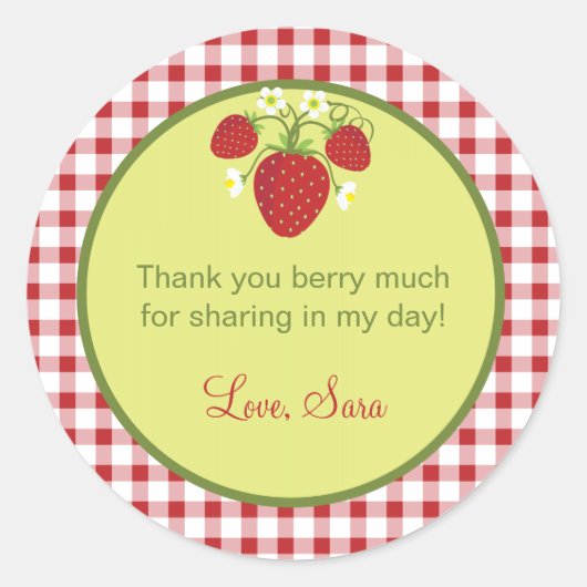 いちごのテーマの好意のステッカー ラウンドシール (正面)