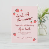 いちごのテーマの結婚前お披露目パーティー招待状 招待状 (スタンド正面)