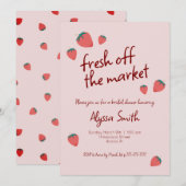 いちごのテーマの結婚前お披露目パーティー招待状 招待状 (正面/裏面)