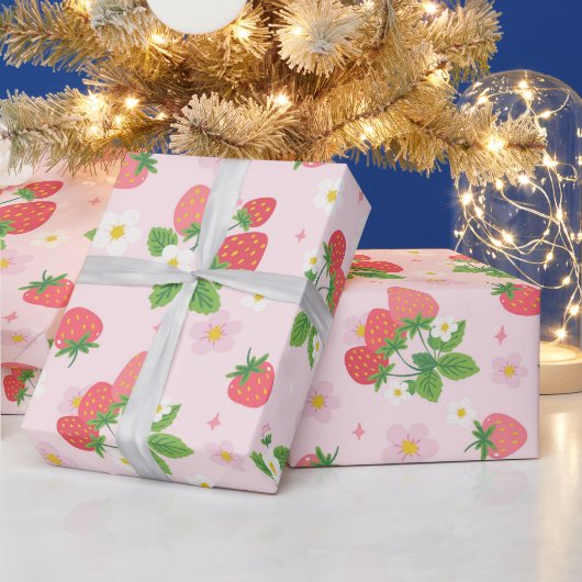 いちごのデザイン ラッピングペーパー (クリスマス)