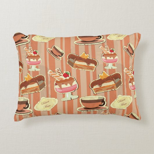いちごのデザートが付いているヴィンテージカード アクセントクッション (正面)