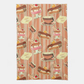 いちごのデザートが付いているヴィンテージカード キッチンタオル (縦)