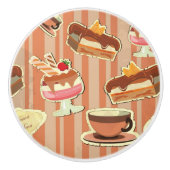 いちごのデザートが付いているヴィンテージカード セラミックノブ (正面)