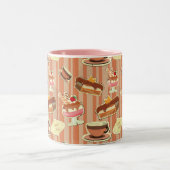 いちごのデザートが付いているヴィンテージカード ツートーンマグカップ (中央)