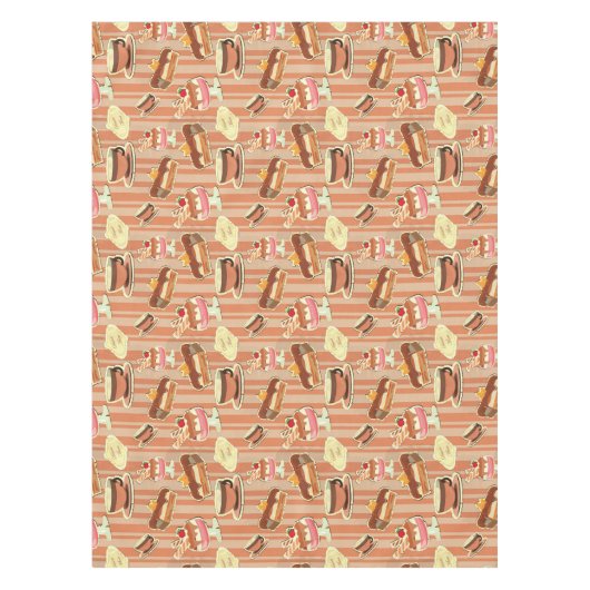 いちごのデザートが付いているヴィンテージカード テーブルクロス (正面)