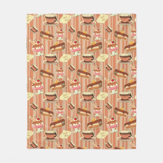 いちごのデザートが付いているヴィンテージカード フリースブランケット (正面)