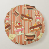 いちごのデザートが付いているヴィンテージカード ラウンドクッション (裏面)