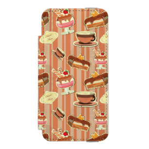 いちごのデザートが付いているヴィンテージカード iPhone SE/5/5sウォレットケース
