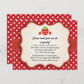 いちごのパーティの招待状 招待状 (正面/裏面)