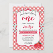 いちごのピクニック第1誕生日の招待状 招待状 (正面)