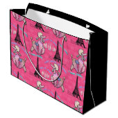 いちごのピンクのパリの魅力的なプードル ラージペーパーバッグ (裏面アングル)