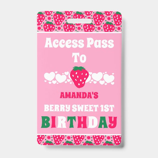 いちごのファーストバースデーセレブレーション バッジ (正面)