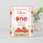 いちごのファーストバースデー招待状 夏のフルーツ 招待状 (スタンド正面)