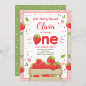 いちごのファーストバースデー招待状 夏のフルーツ 招待状 (正面/裏面)