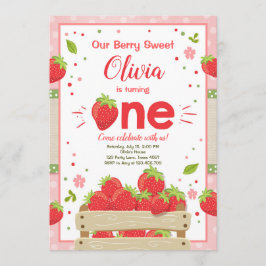 いちごのファーストバースデー招待状 夏のフルーツ 招待状