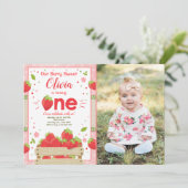 いちごのファーストバースデー招待状 夏のフルーツ 招待状 (スタンド正面)