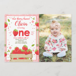いちごのファーストバースデー招待状 夏のフルーツ 招待状