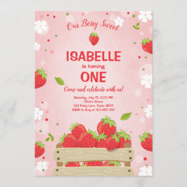 いちごのファーストバースデー招待状 夏のフルーツ 招待状
