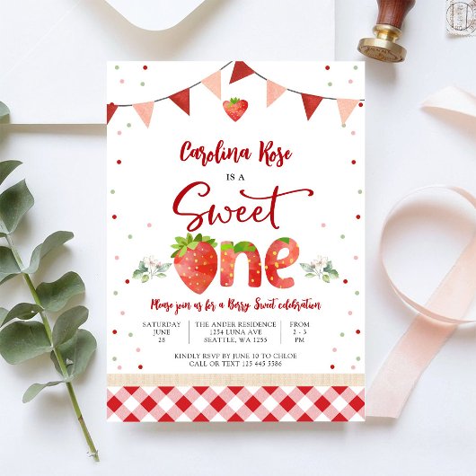 いちごのファーストバースデー招待状 招待状