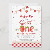 いちごのファーストバースデー招待状 招待状 (正面)