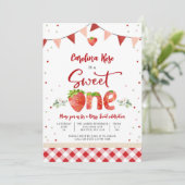 いちごのファーストバースデー招待状 招待状 (スタンド正面)