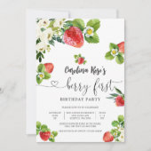 いちごのファーストバースデー招待状 招待状 (正面)