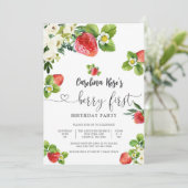 いちごのファーストバースデー招待状 招待状 (スタンド正面)