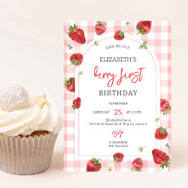 いちごのファーストバースデー 1歳の誕生日 招待状