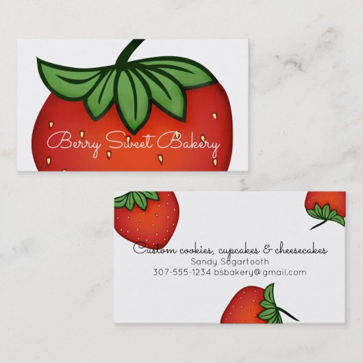 いちごのフルーツのパン屋のケイタリングビジネスカード 名刺 (正面/裏面)