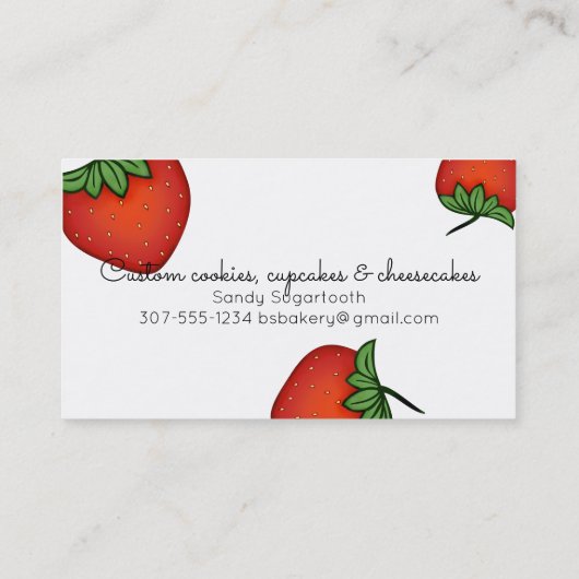 いちごのフルーツのパン屋のケイタリングビジネスカード 名刺 (裏面)