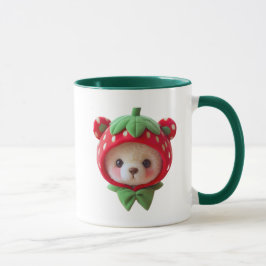いちごのフードがかわいいぬいぐるみ マグカップ
