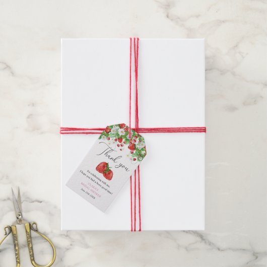 いちごのブライズシャワー ギフトタグ (より糸付き)