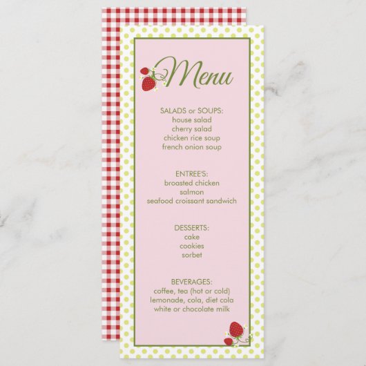 いちごのベビーシャワーメニュー 招待状 (正面/裏面)