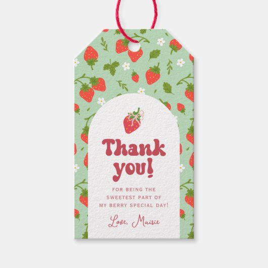 いちごのベリー ファーストバースデーパーティー ギフトタグ (正面)